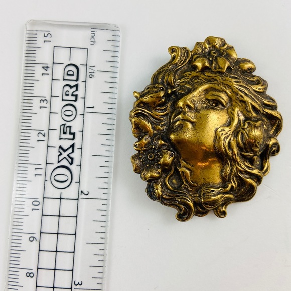 VINTAGE Art Nouveau Style Statuesque Woman Brooch - Picture 5 of 5
